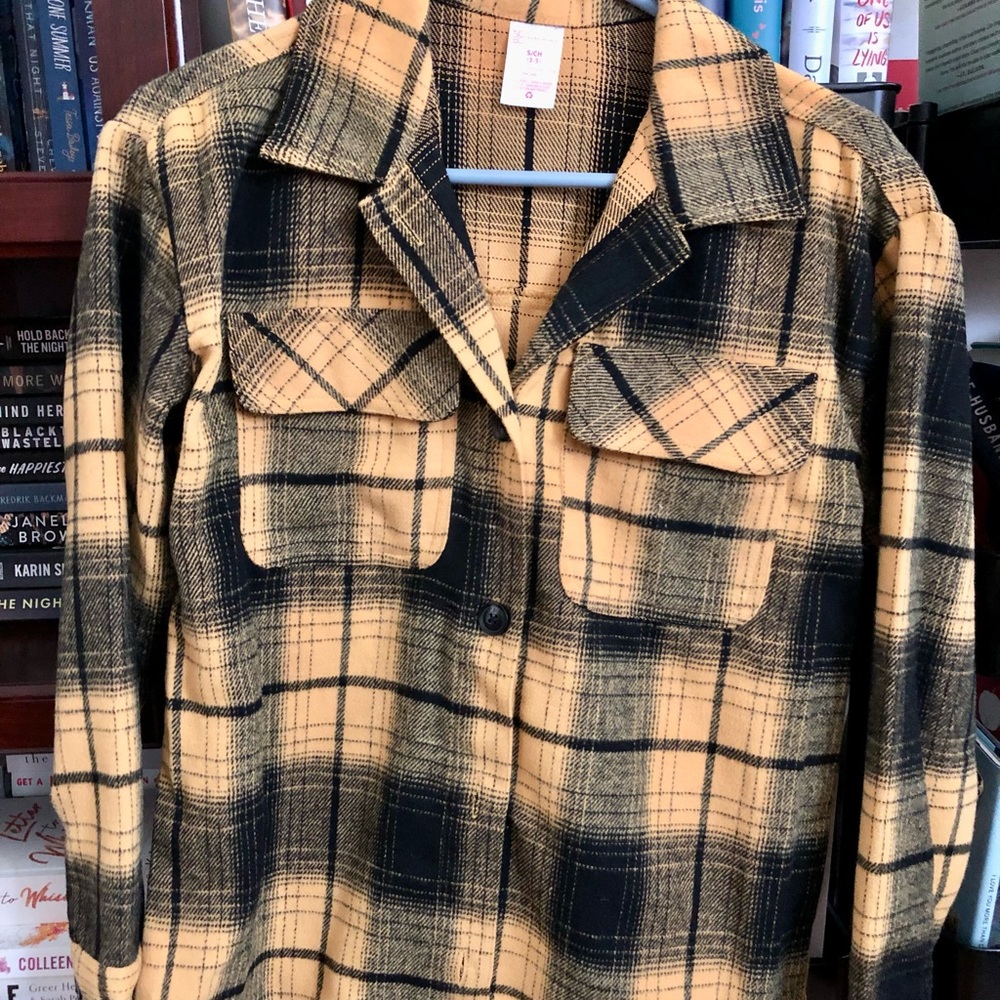 No Boundaries Black & Yellow Flannel Shaket